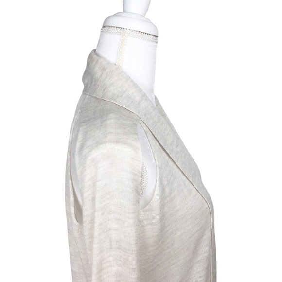 All Saints cut-out shoulder drape open cardigan sweater 4 gray cream wool - Picture 11 of 16